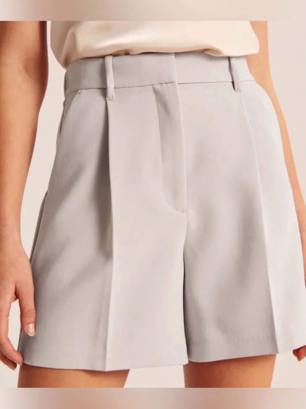 Abercrombie Ultra High Rise Tailored Pleated Shorts Gray NWT S